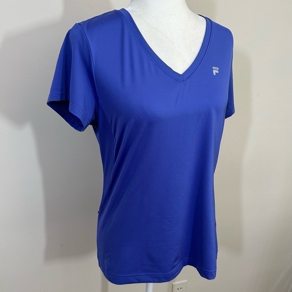Fila sz lg athleisure top   Short sleeves   V- neck royal blue